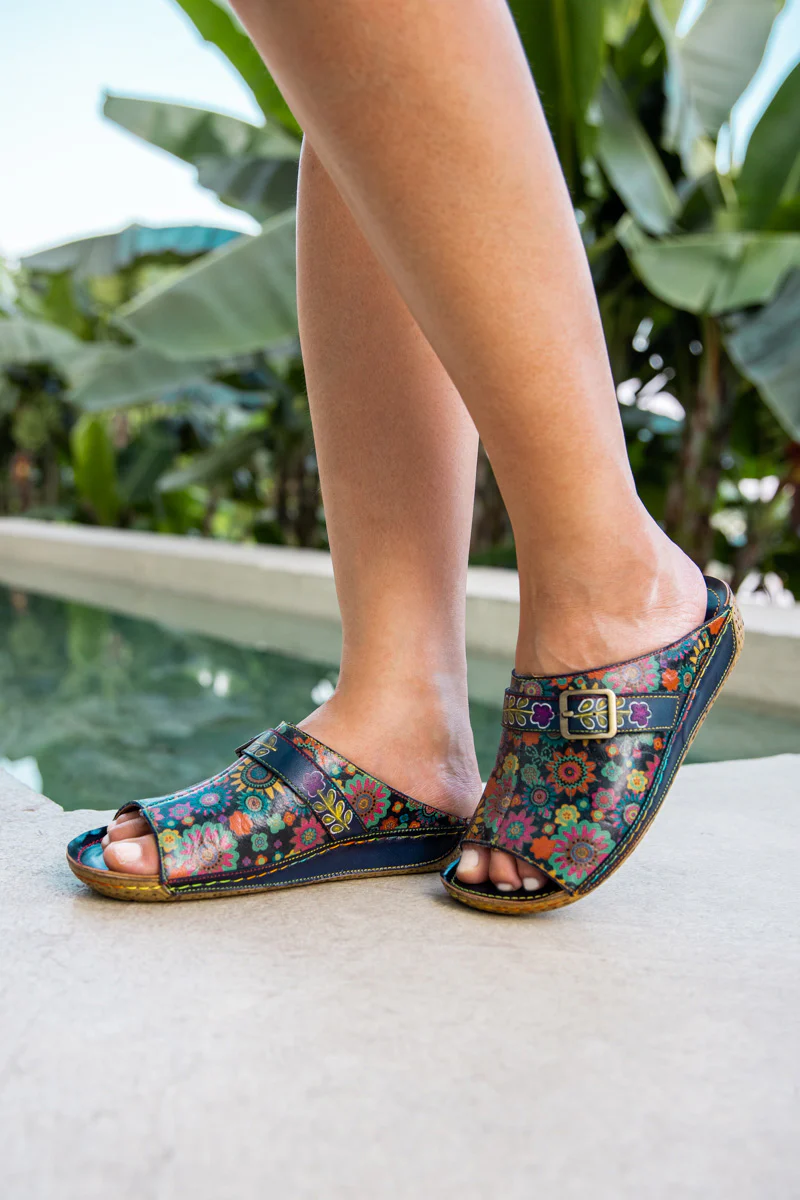 Soffia | Elsinore Boho Floral Printed Leather Sandal - Image 4