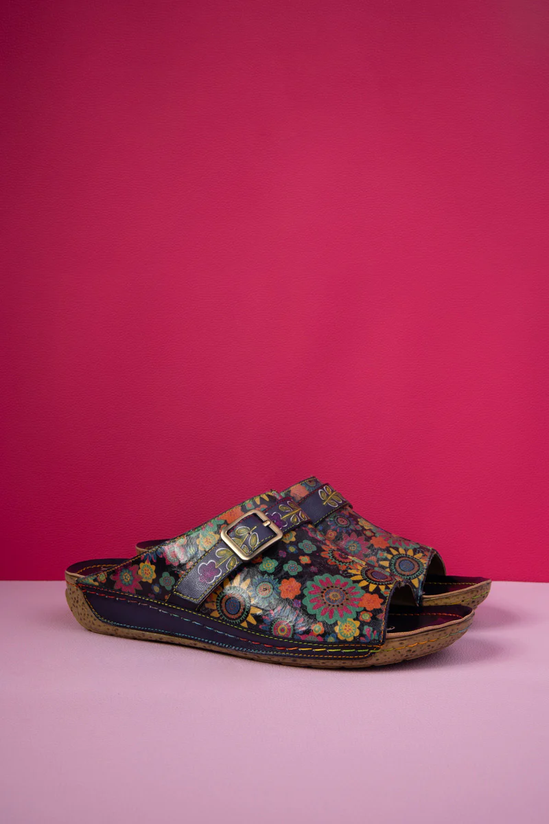 Soffia | Elsinore Boho Floral Printed Leather Sandal - Image 5