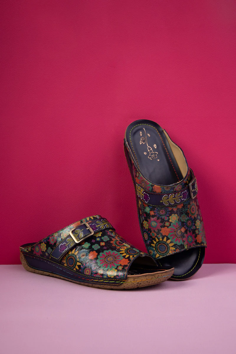 Soffia | Elsinore Boho Floral Printed Leather Sandal - Image 6
