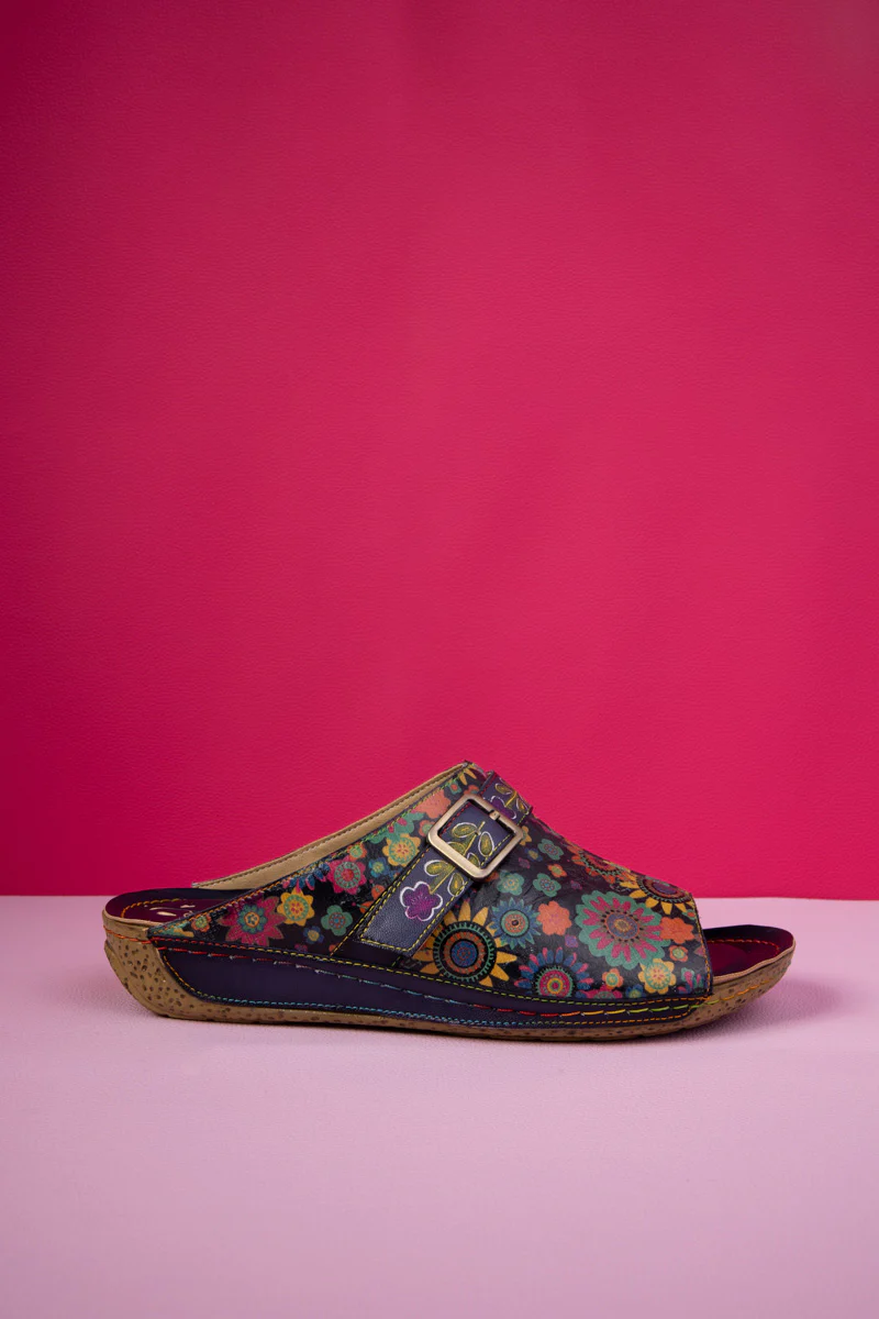 Soffia | Elsinore Boho Floral Printed Leather Sandal - Image 7