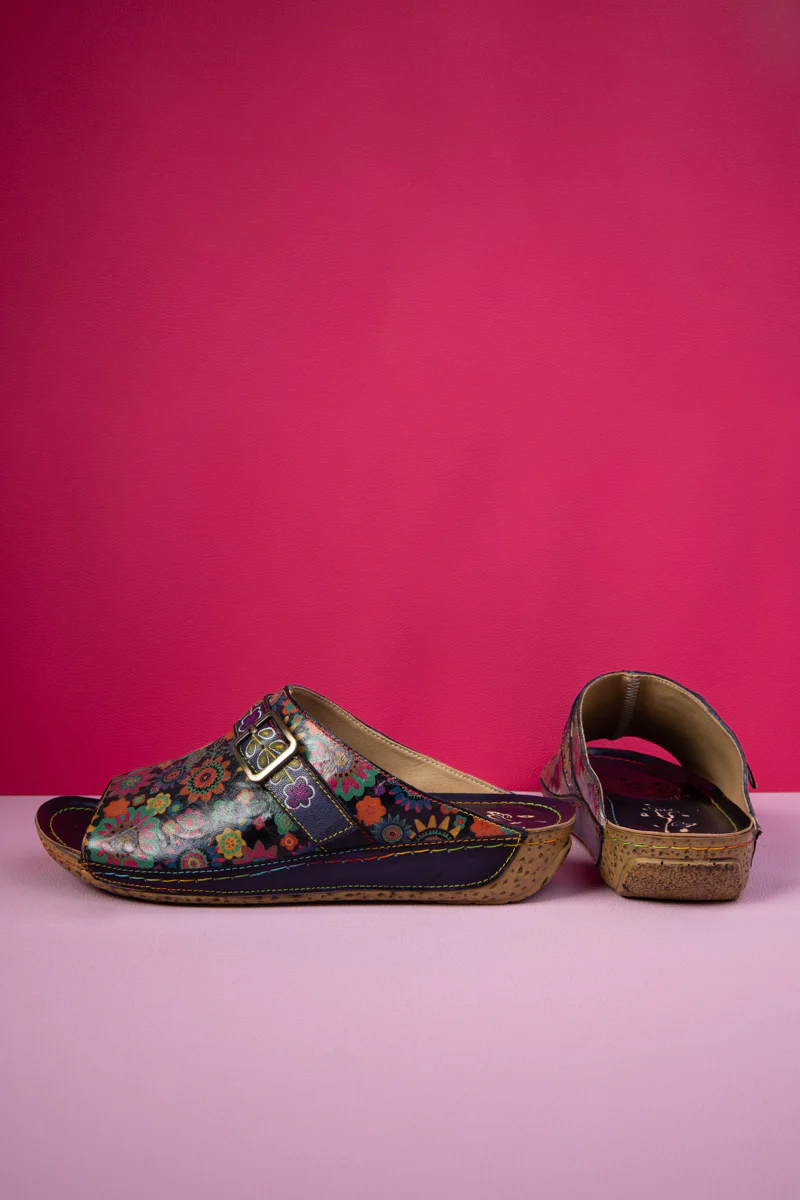 Soffia | Elsinore Boho Floral Printed Leather Sandal - Image 8