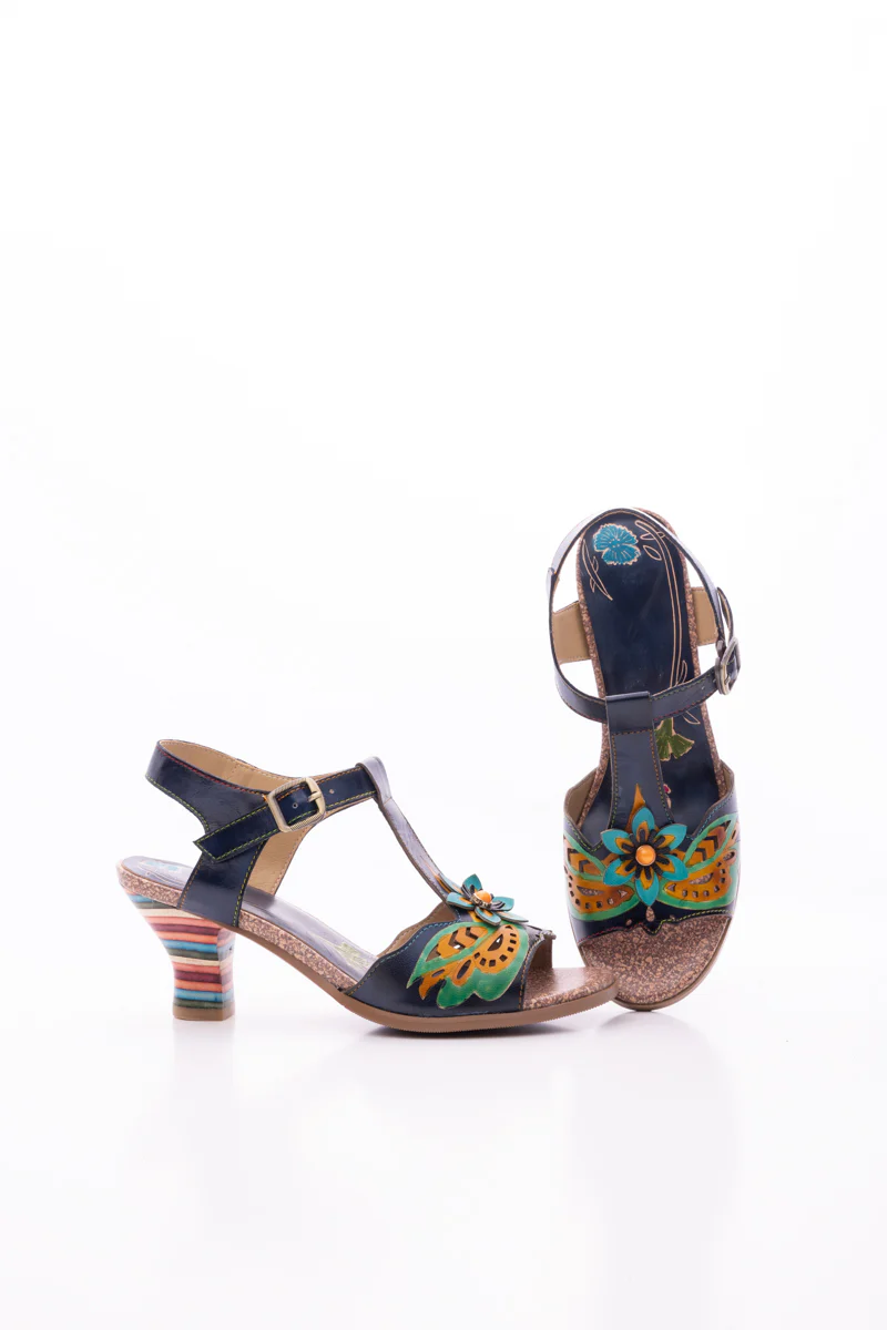 SOFFIA | ESTELLA FLORAL LEATHER T-STRAP PUMP - Image 10