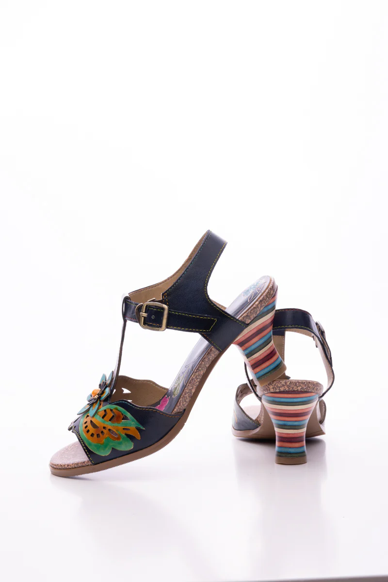 SOFFIA | ESTELLA FLORAL LEATHER T-STRAP PUMP - Image 12