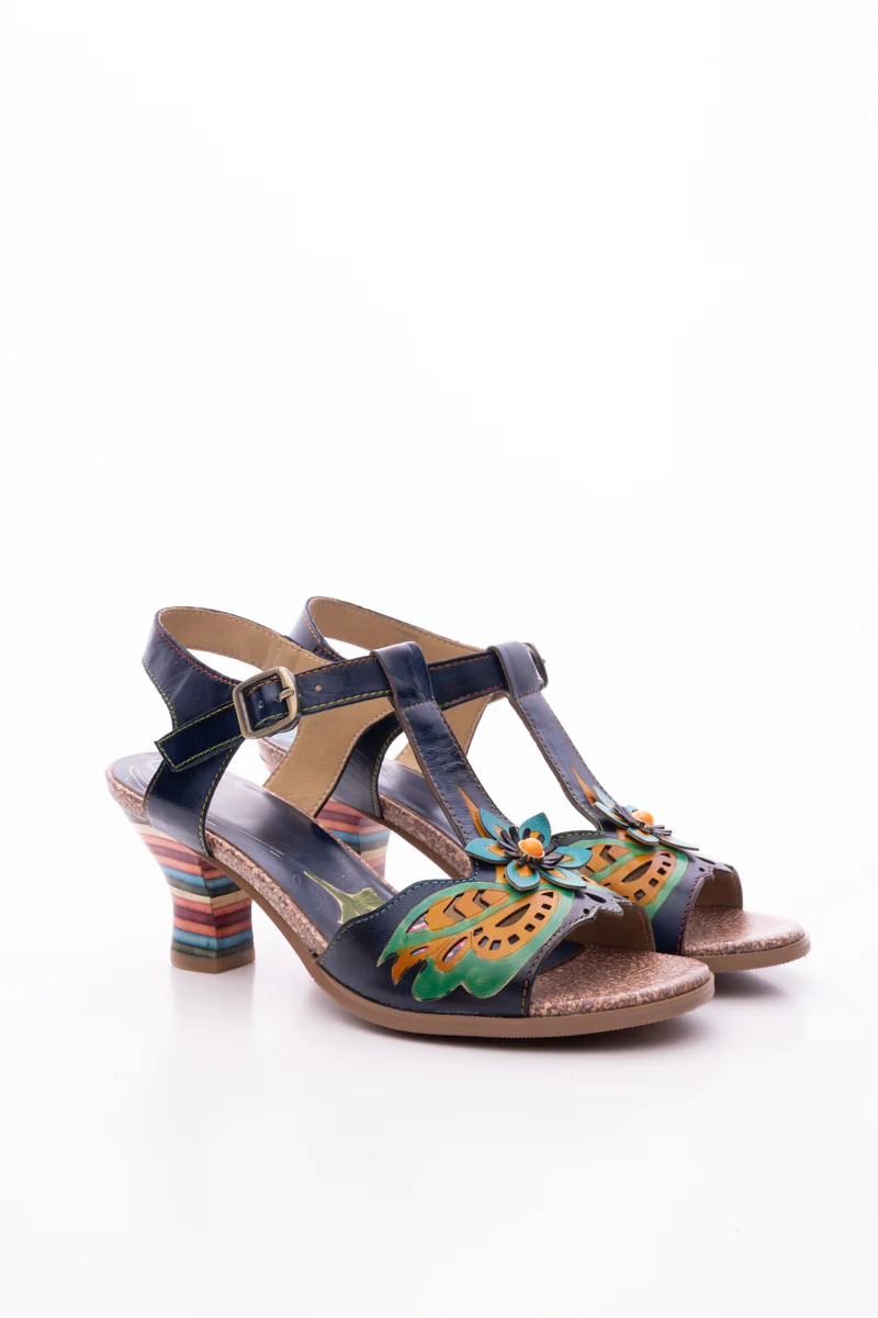SOFFIA | ESTELLA FLORAL LEATHER T-STRAP PUMP - Image 9