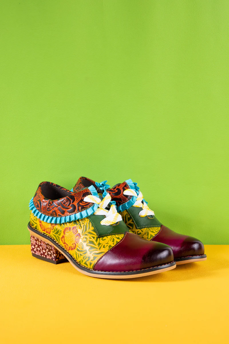 Soffia | Fall Roses Floral Embossed Leather Oxford - Image 10