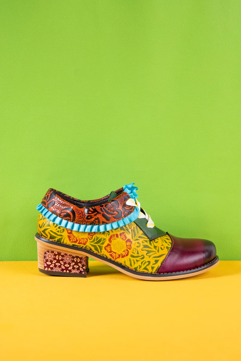 Soffia | Fall Roses Floral Embossed Leather Oxford - Image 11