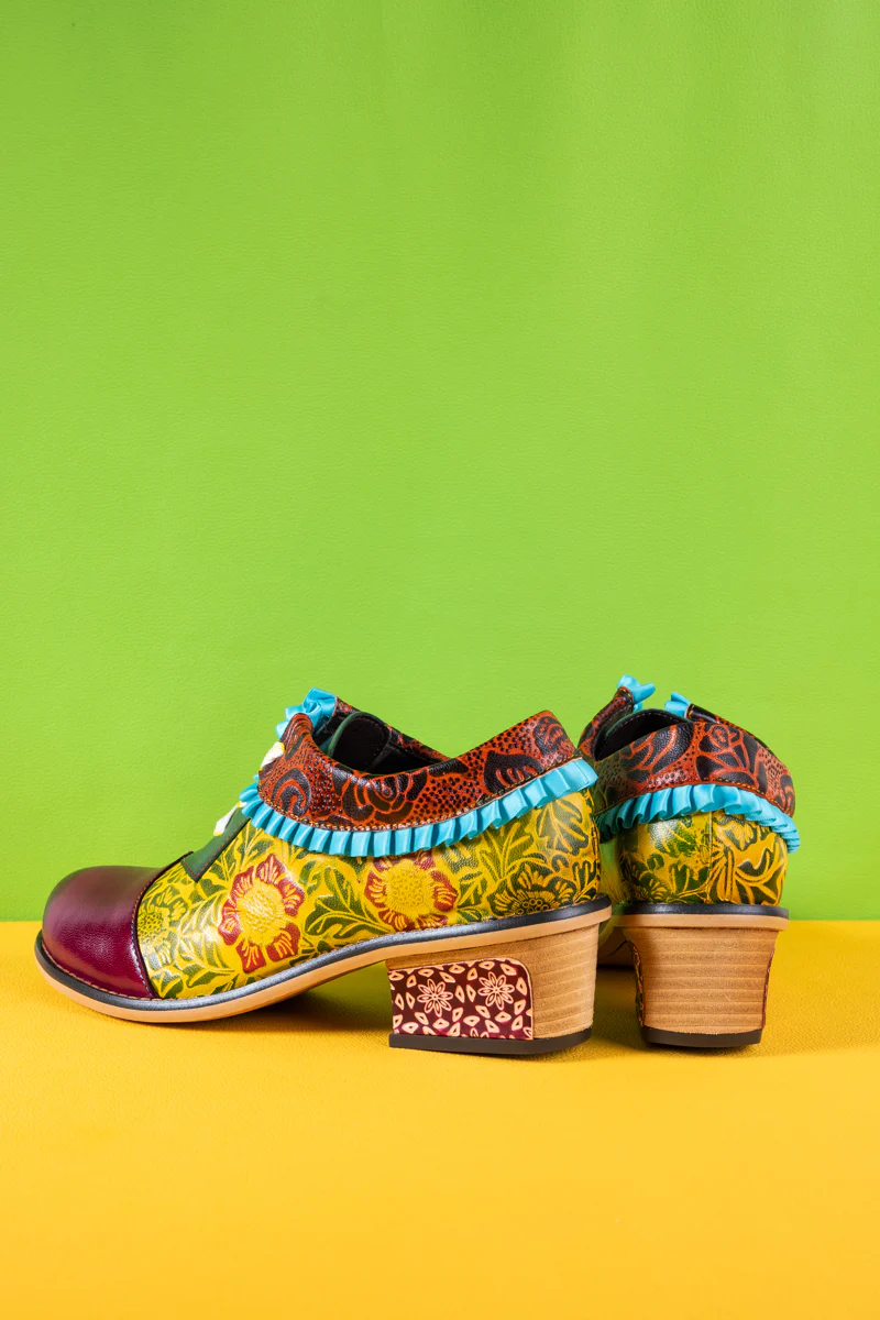 Soffia | Fall Roses Floral Embossed Leather Oxford - Image 12