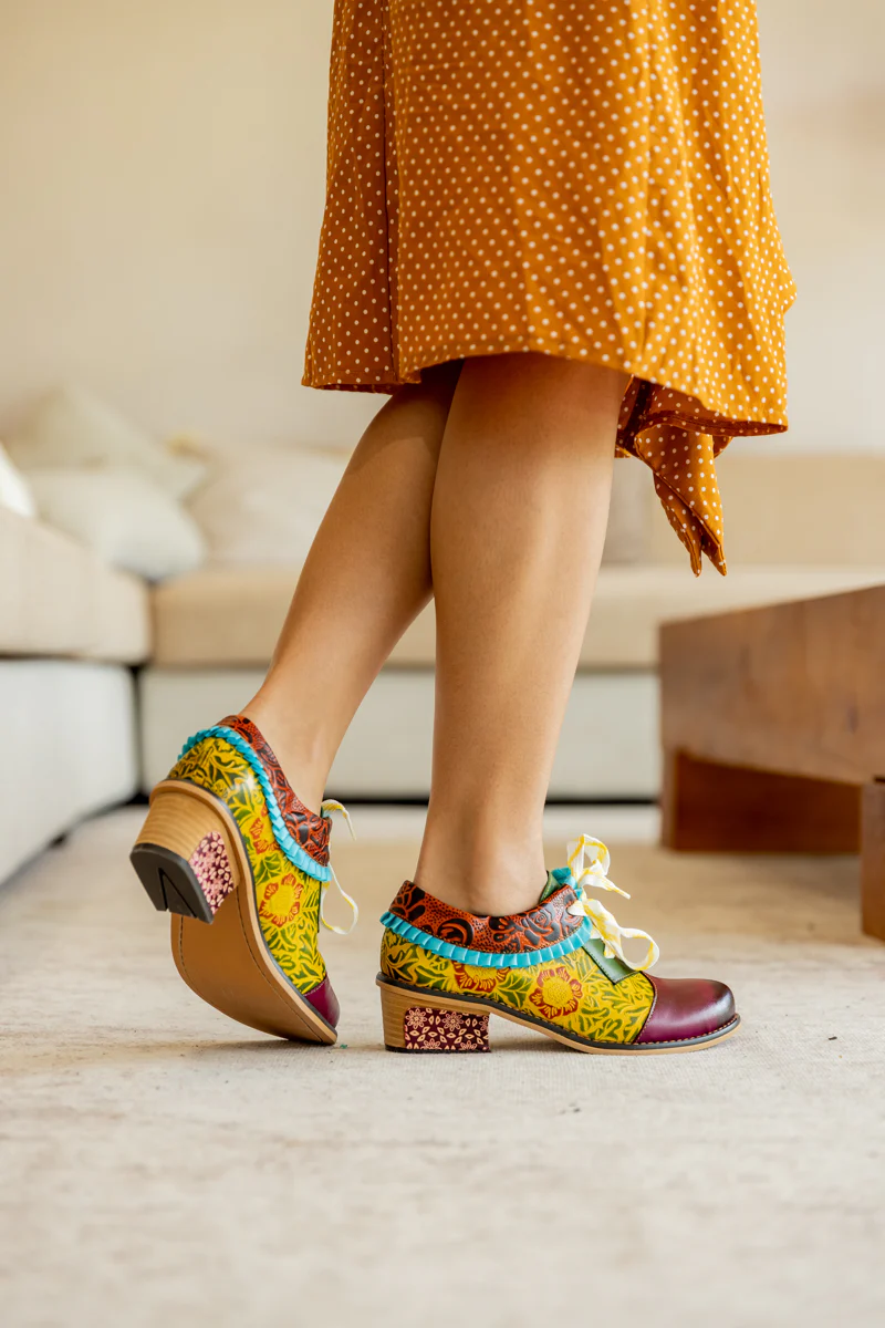 Soffia | Fall Roses Floral Embossed Leather Oxford - Image 8