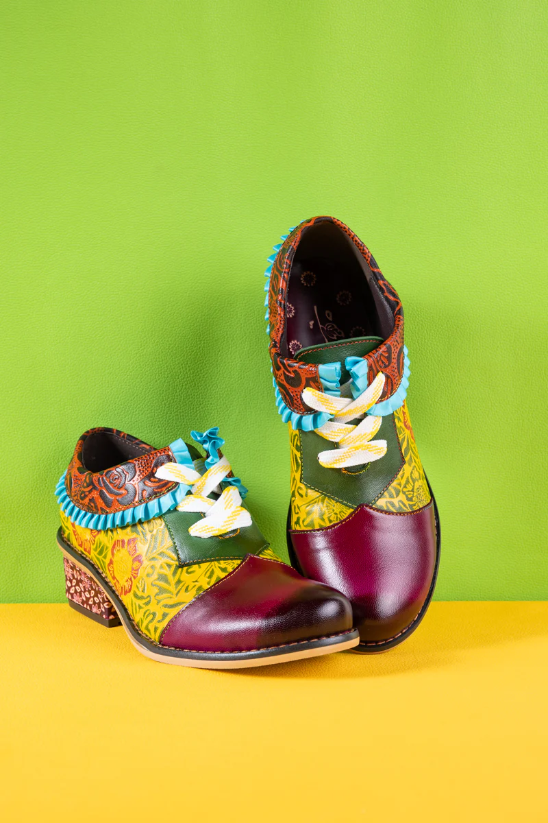 Soffia | Fall Roses Floral Embossed Leather Oxford - Image 9