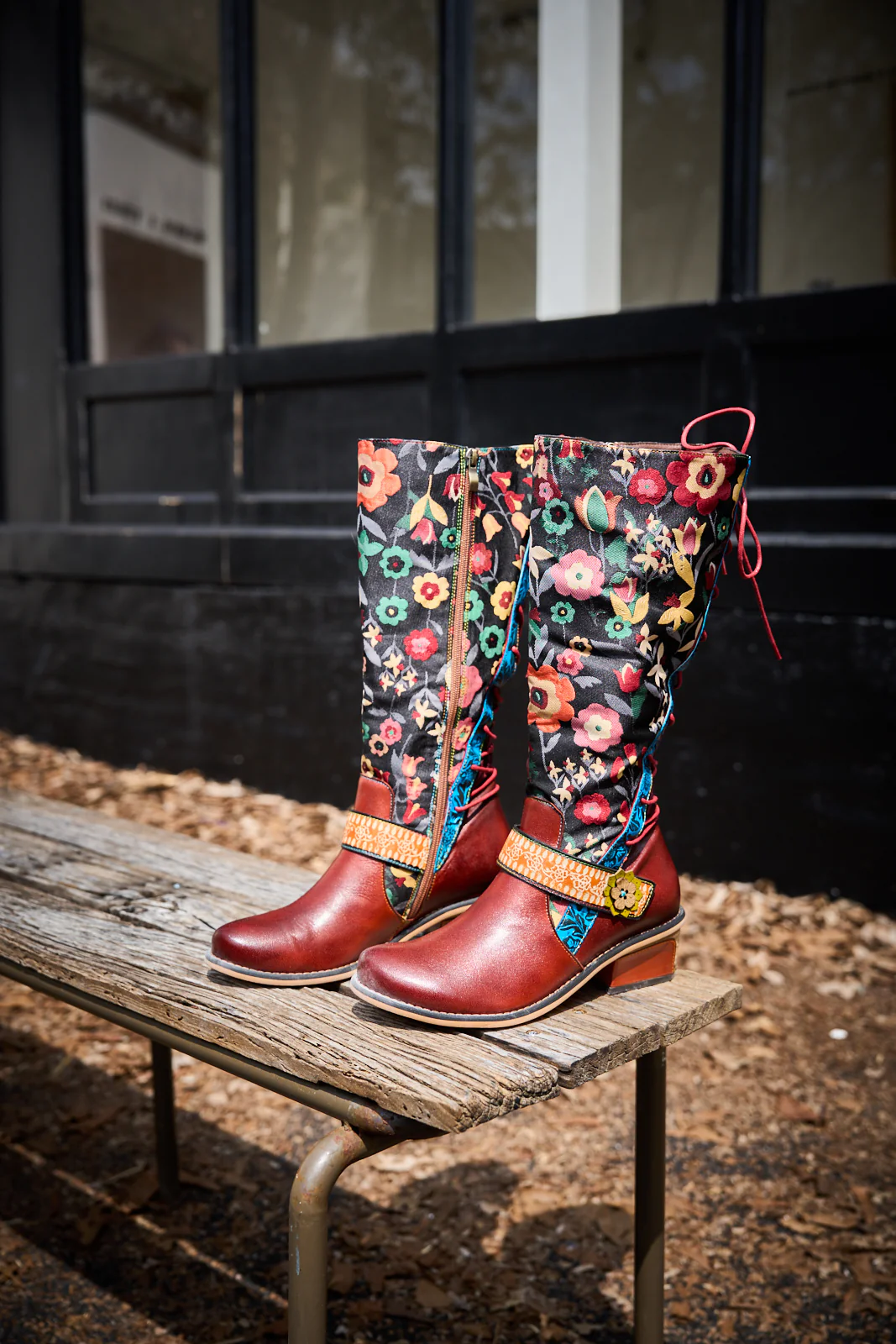 Soffia | Field Dreams Floral Jacquard Leather Knee-High Boots - Image 10