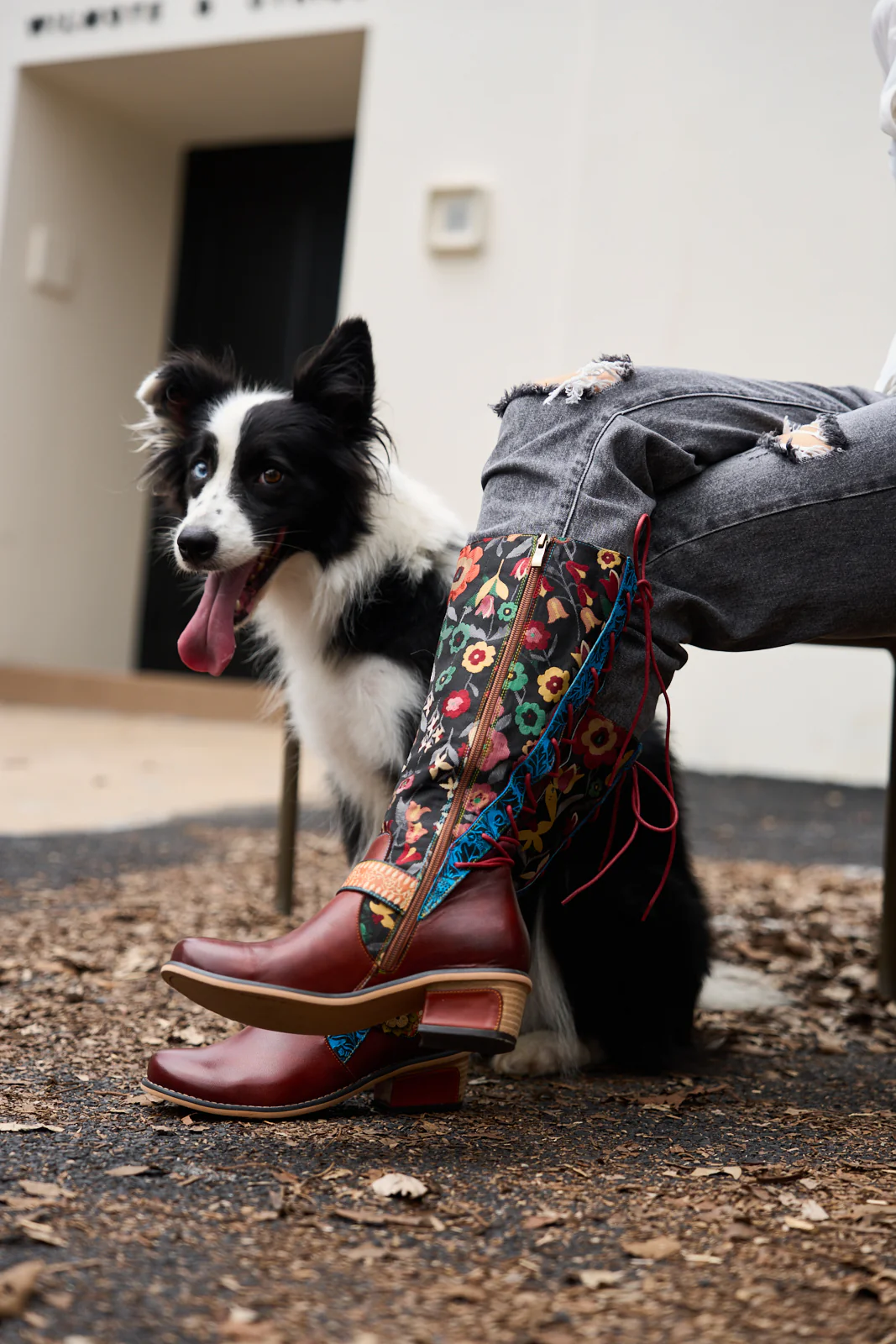 Soffia | Field Dreams Floral Jacquard Leather Knee-High Boots - Image 9