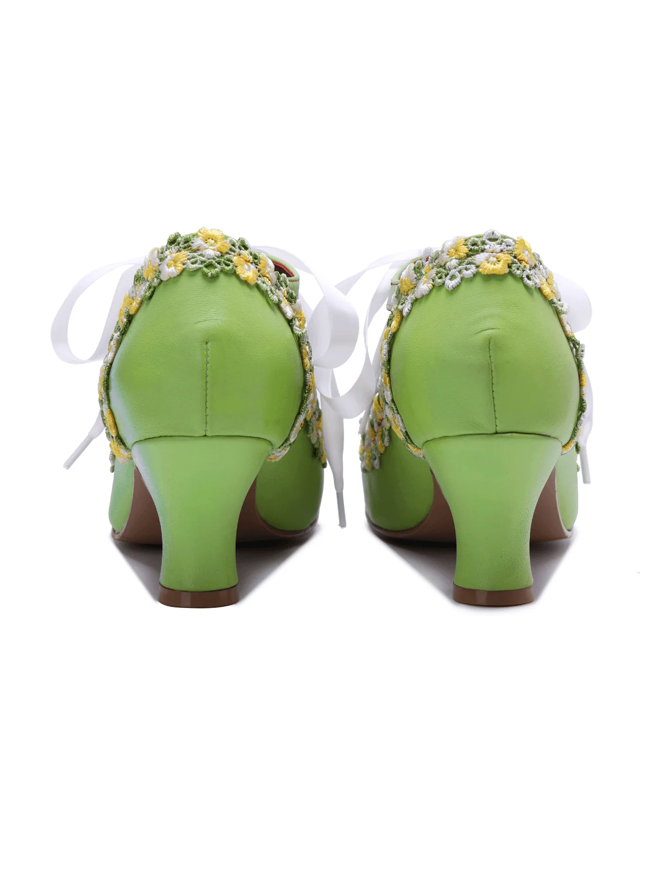 Soffia | Florenza Floral Lace Trim Leather Oxford - green - Image 10