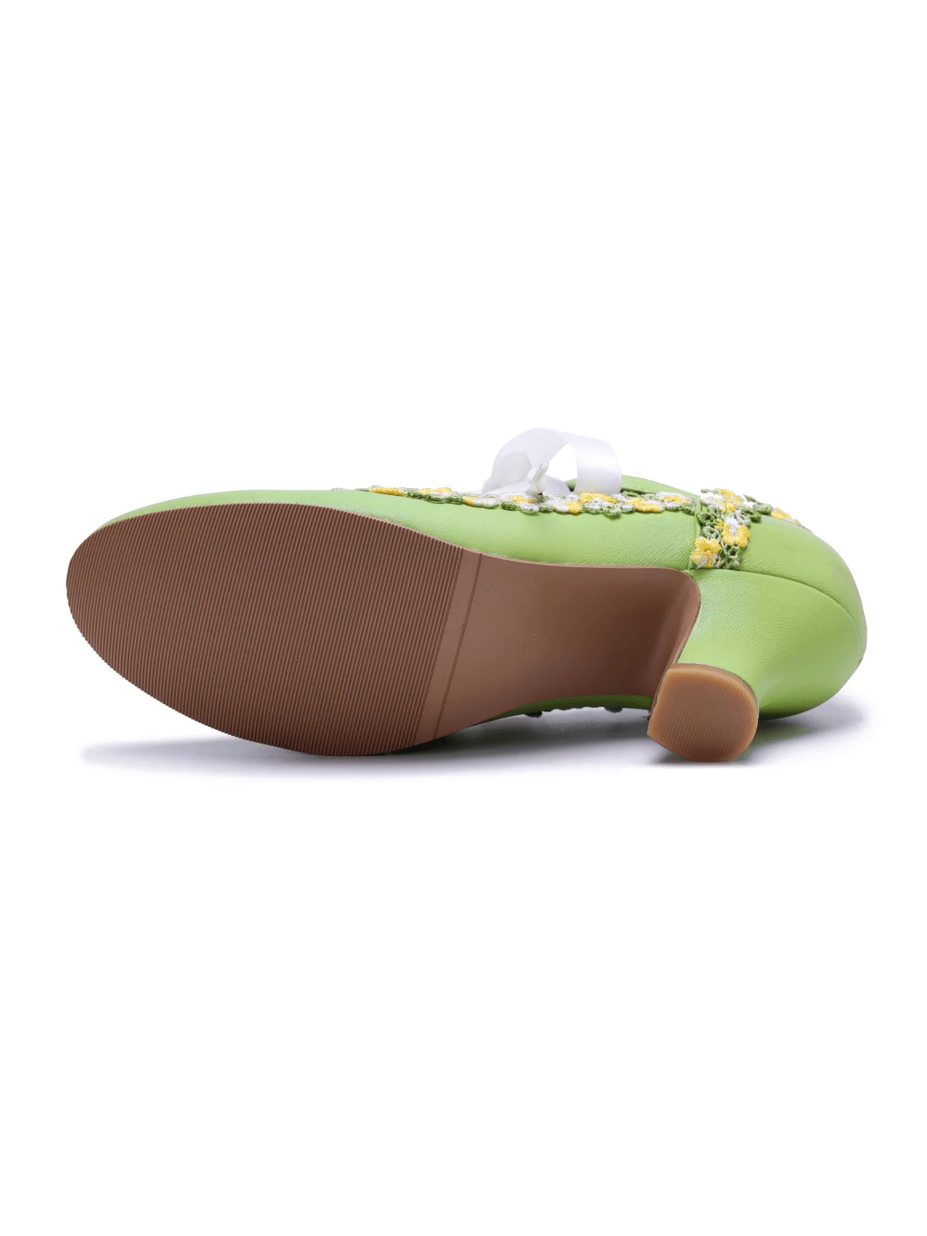Soffia | Florenza Floral Lace Trim Leather Oxford - green - Image 6