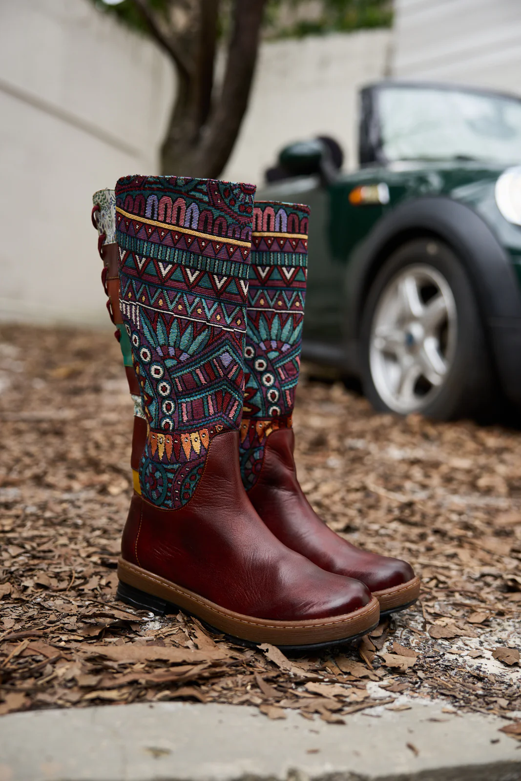 Soffia | Folks Ethnic Embroidery Leather Knee-High Boots - Image 8