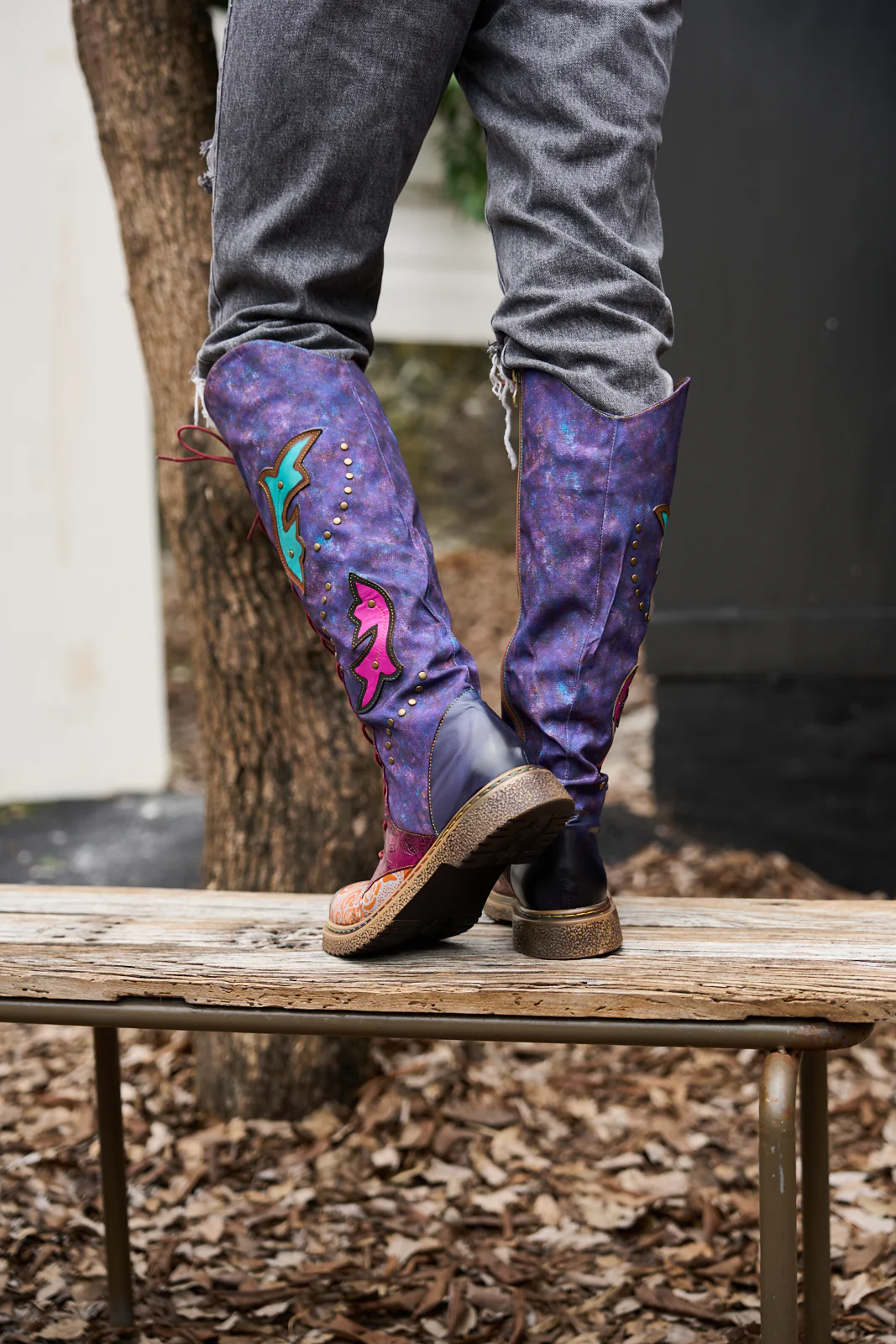 Soffia | Full of Whimsy Floral Embossed Leather Knee-High Boots - Image 6