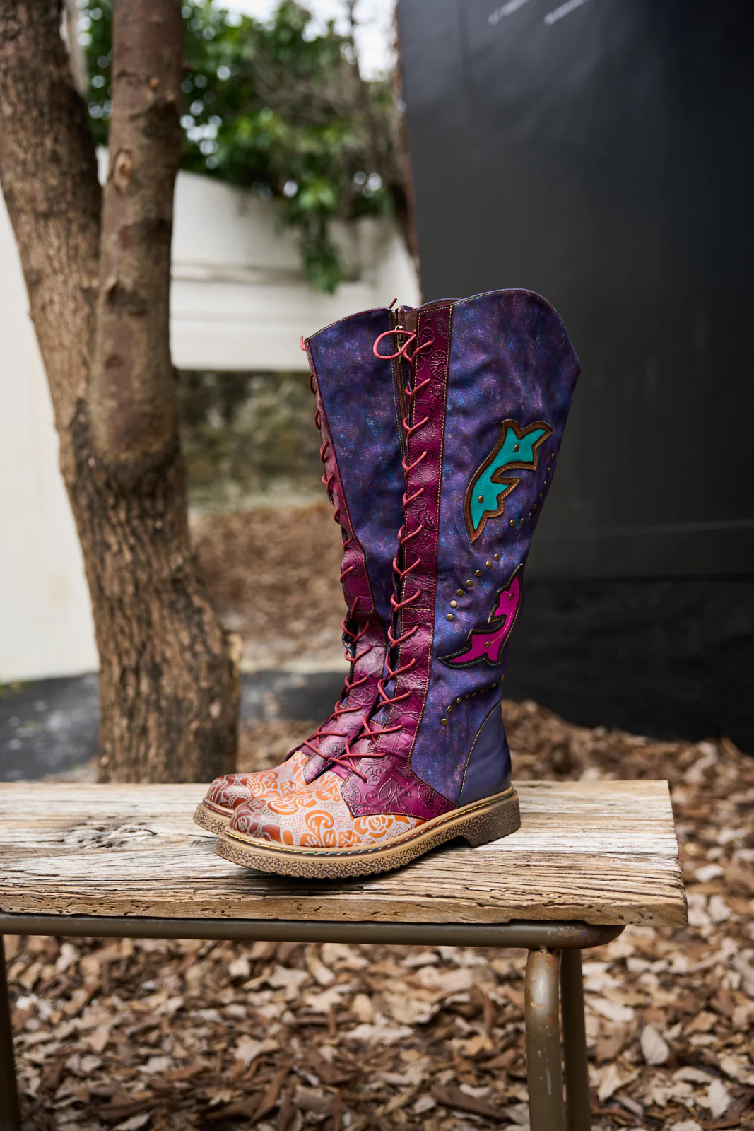 Soffia | Full of Whimsy Floral Embossed Leather Knee-High Boots - Image 9