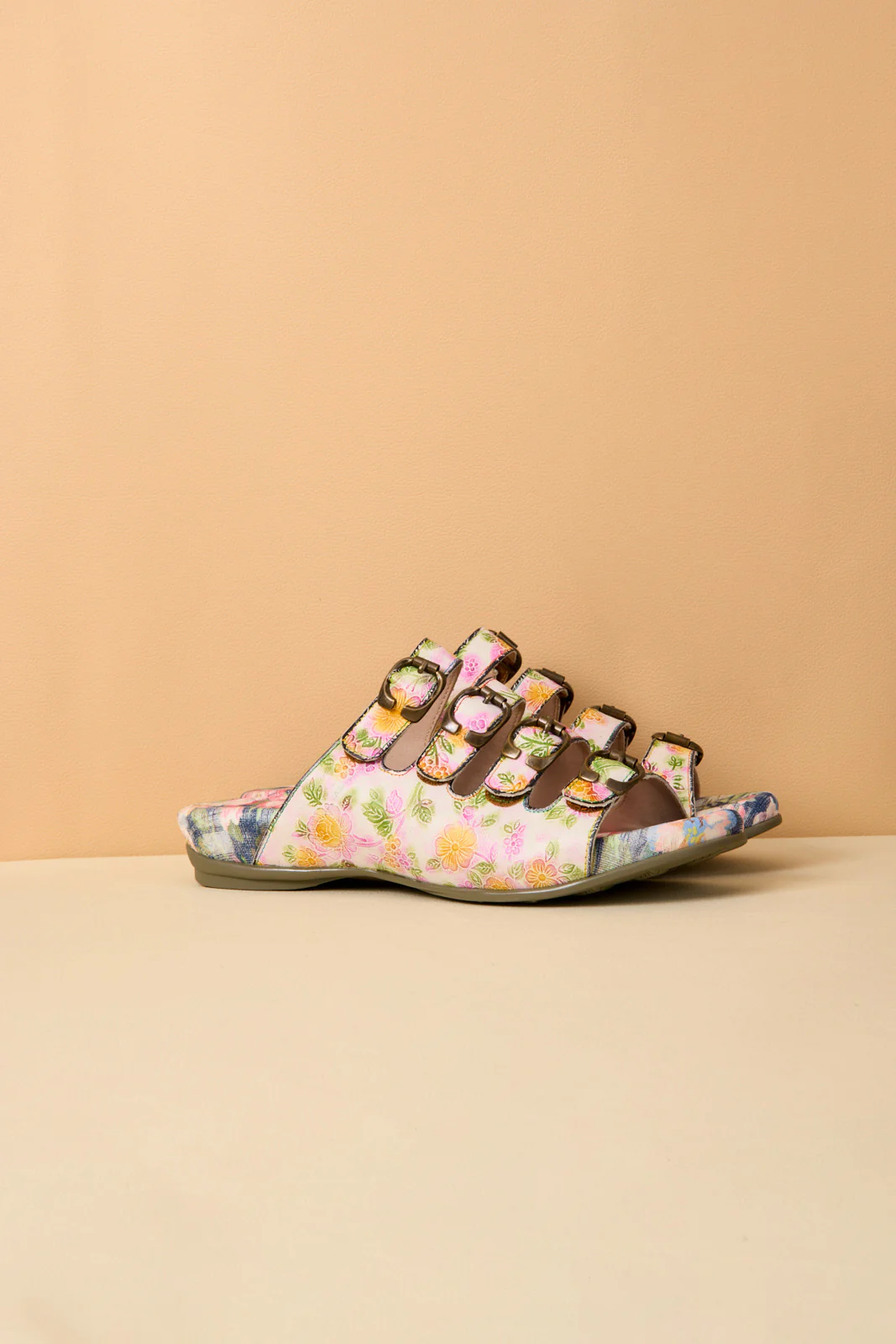 Soffia | Garden Bliss Floral Leather Footbed Sandals - Image 2