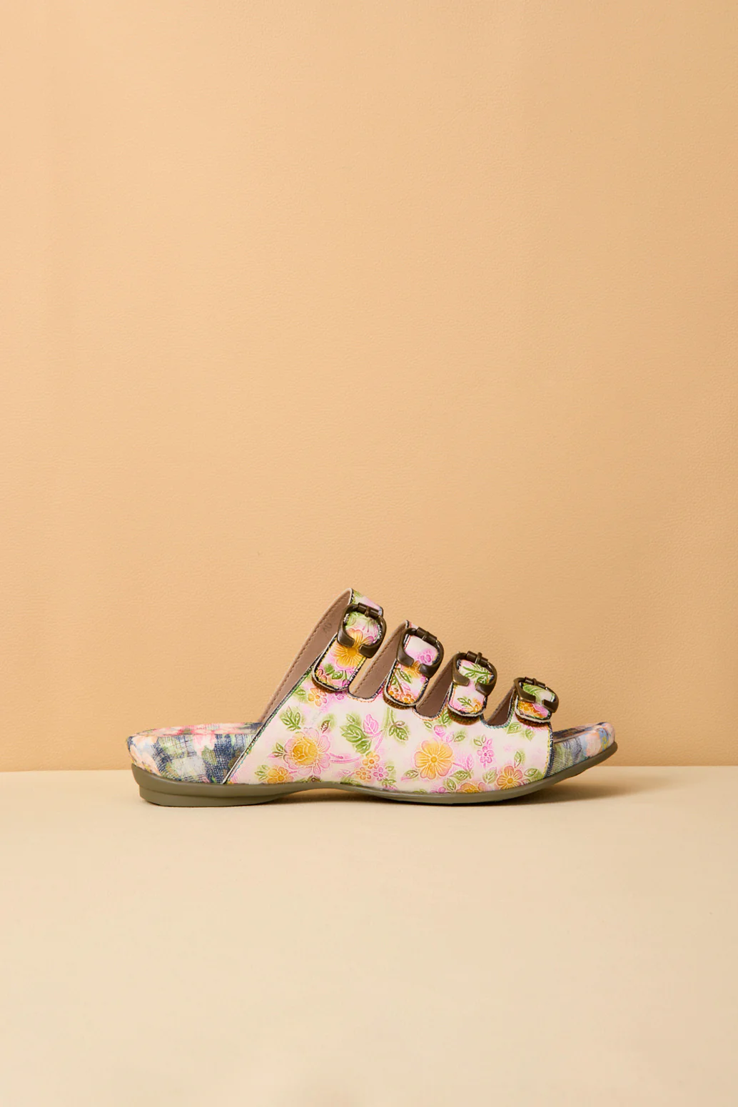 Soffia | Garden Bliss Floral Leather Footbed Sandals - Image 3