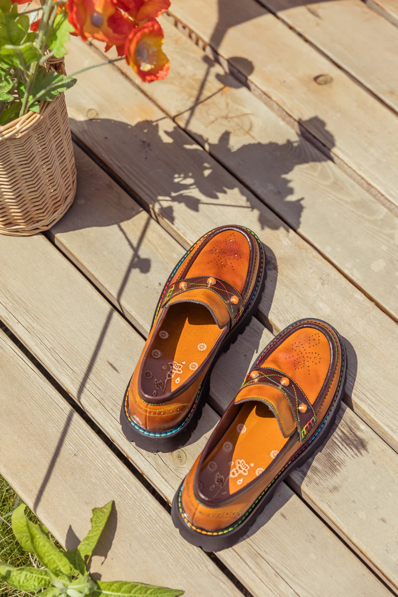 SOFFIA | Genuine Leather Harvest Orange Platform Loafer - Image 8