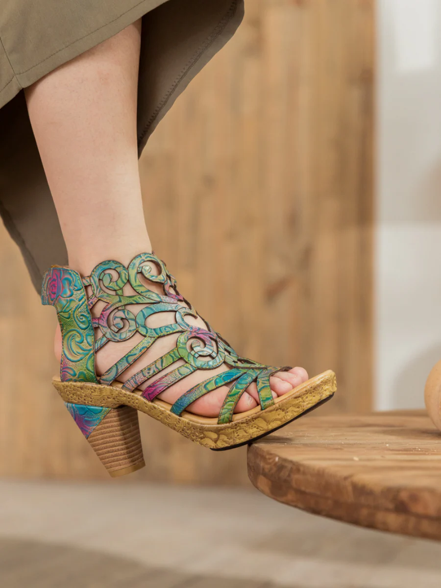 SOFFIA | Genuine Leather Swirl Strappy Sandal - Image 3