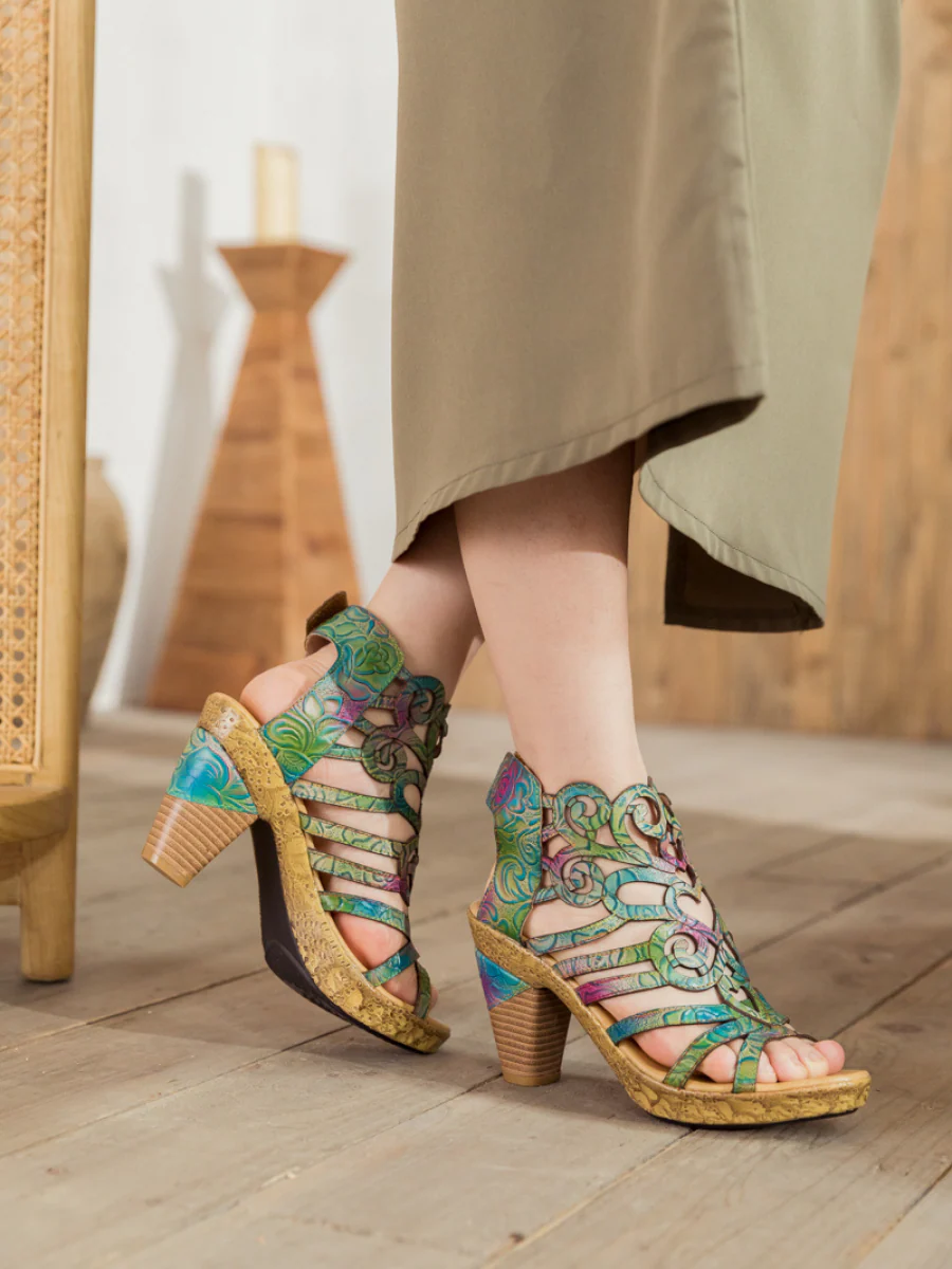 SOFFIA | Genuine Leather Swirl Strappy Sandal - Image 5