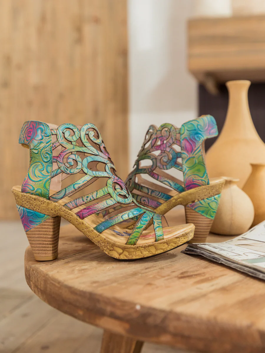 SOFFIA | Genuine Leather Swirl Strappy Sandal - Image 6