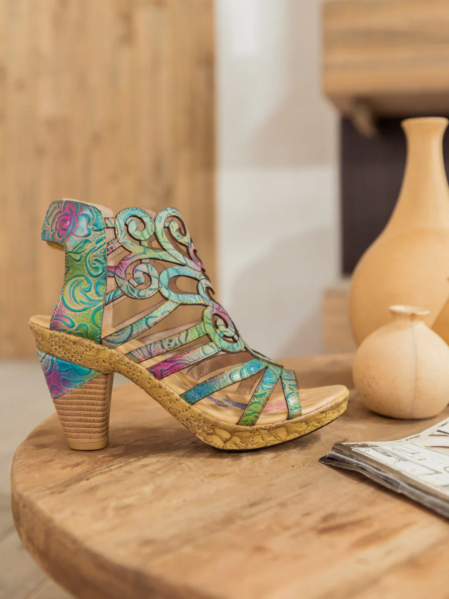 SOFFIA | Genuine Leather Swirl Strappy Sandal - Image 7