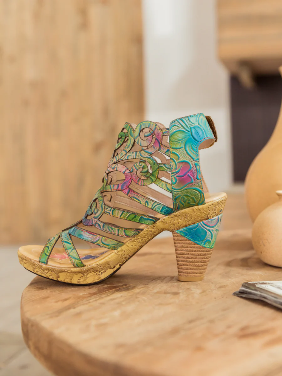 SOFFIA | Genuine Leather Swirl Strappy Sandal - Image 8