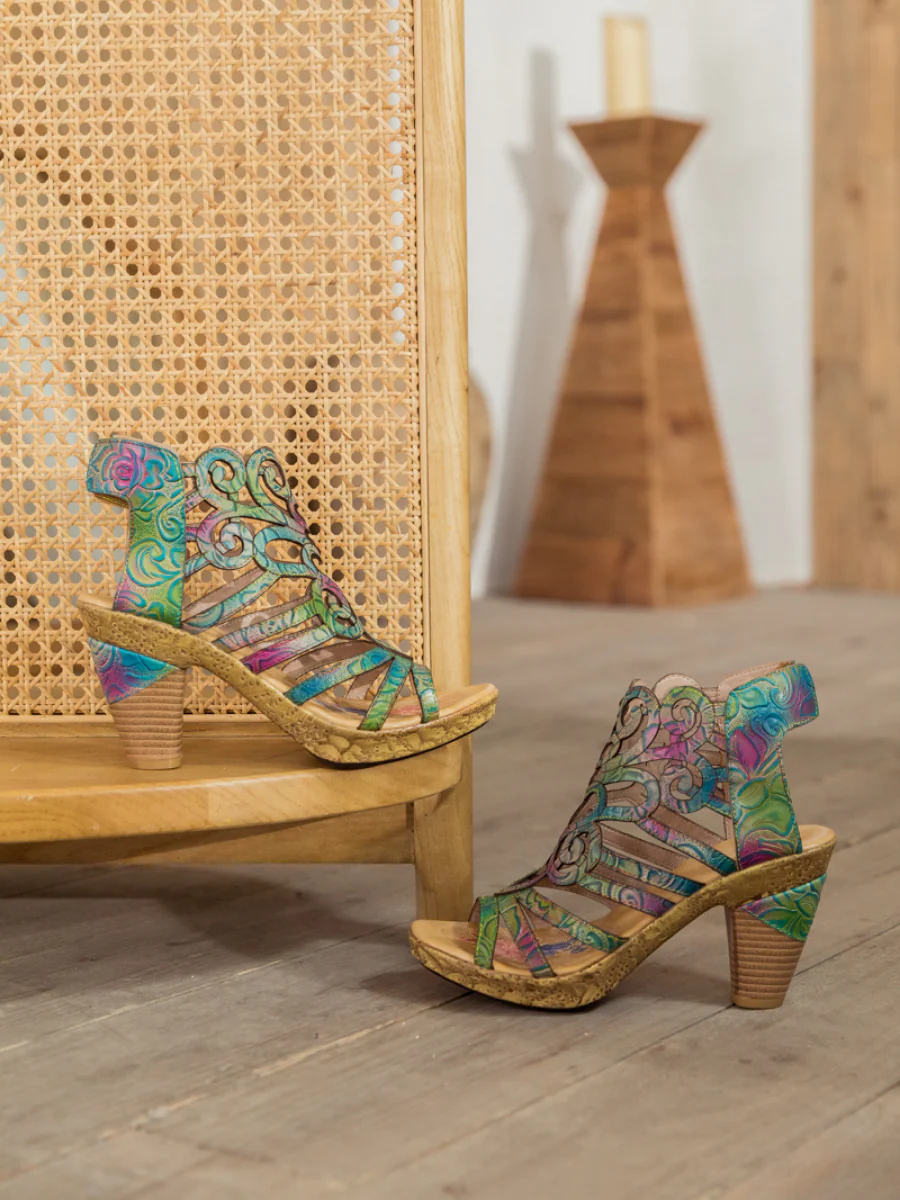 SOFFIA | Genuine Leather Swirl Strappy Sandal - Image 9