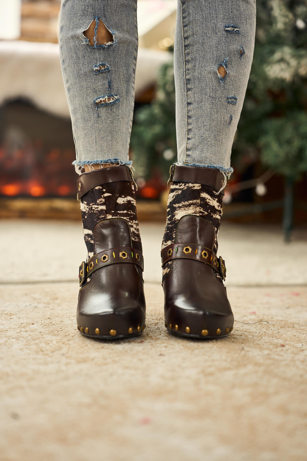 Soffia | Giuliana Animal Print Leather Ankle Boots - Image 3