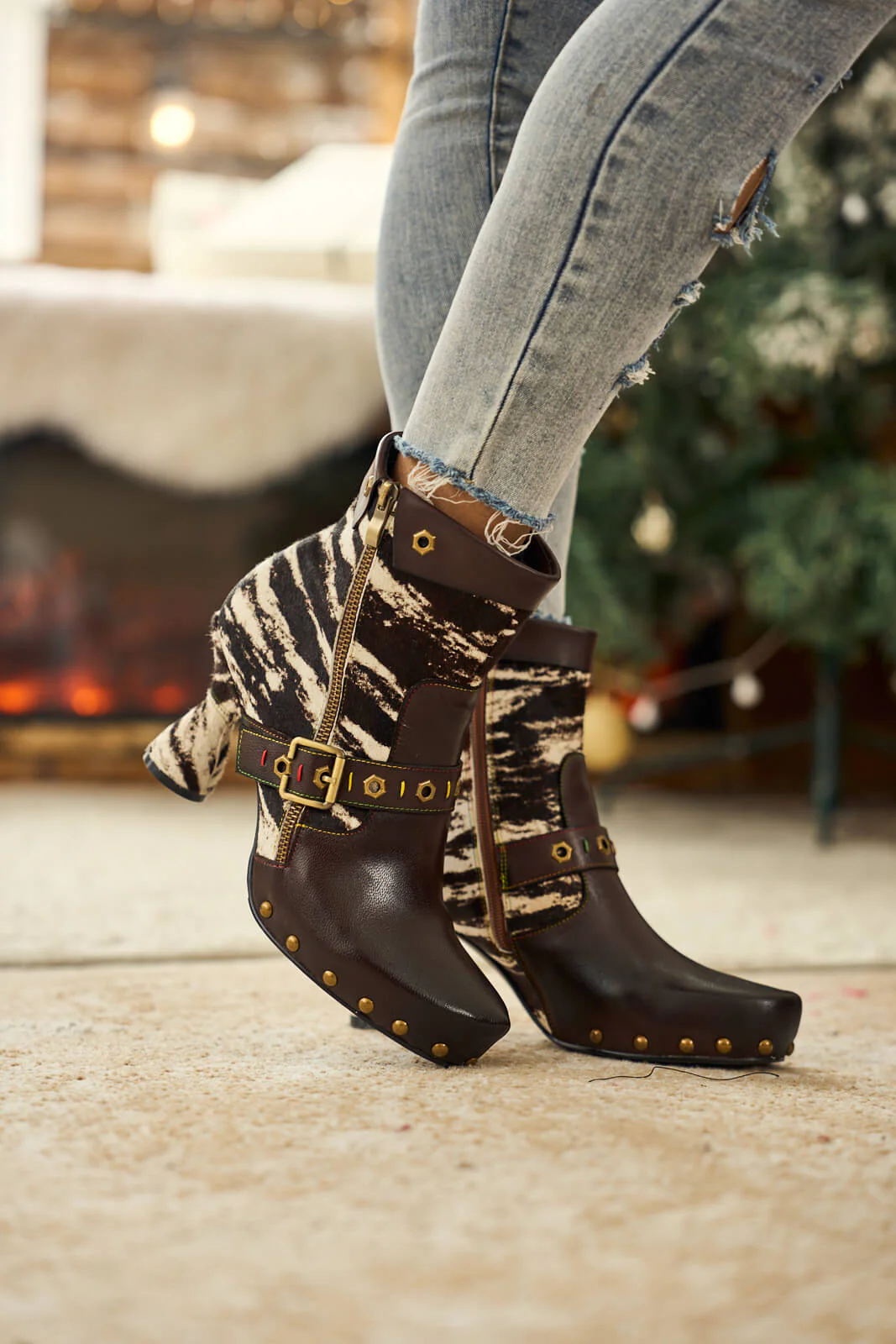 Soffia | Giuliana Animal Print Leather Ankle Boots - Image 4