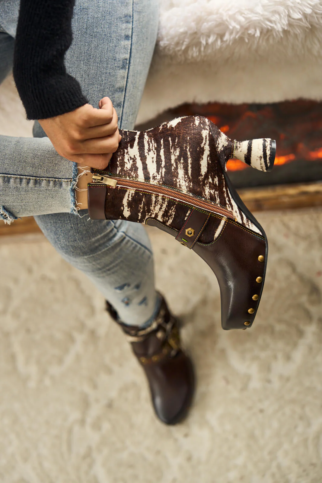 Soffia | Giuliana Animal Print Leather Ankle Boots - Image 6