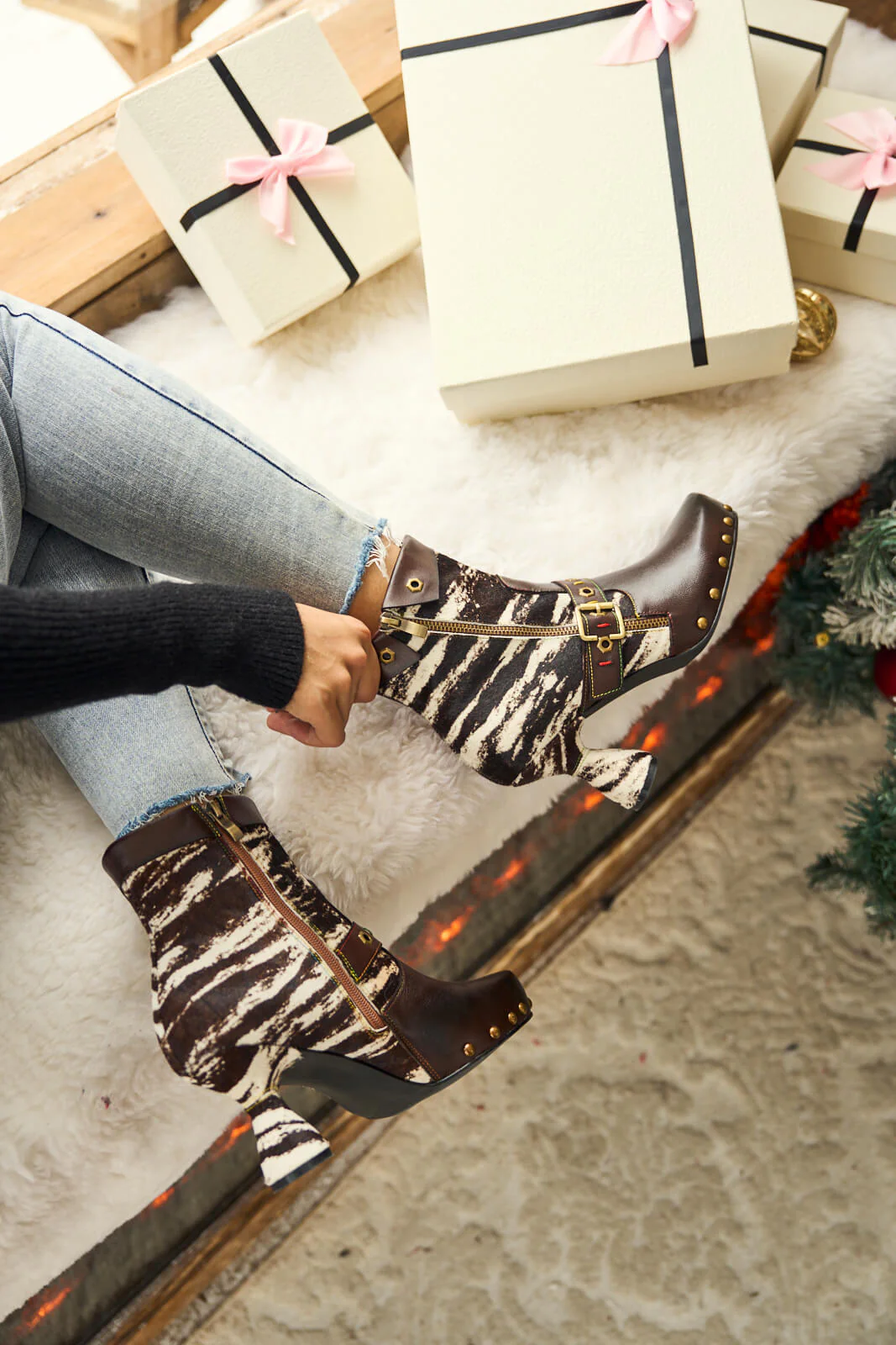 Soffia | Giuliana Animal Print Leather Ankle Boots - Image 7