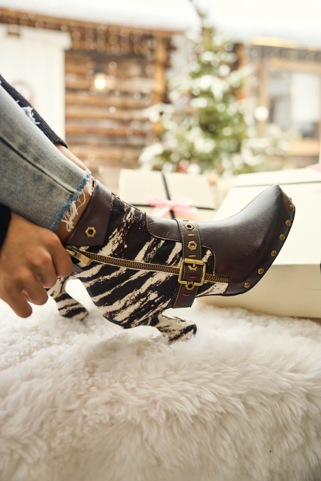 Soffia | Giuliana Animal Print Leather Ankle Boots - Image 8