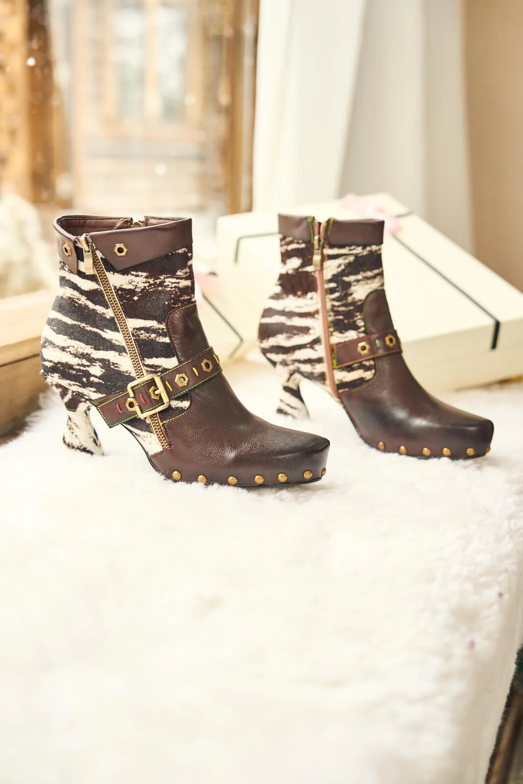 Soffia | Giuliana Animal Print Leather Ankle Boots - Image 9