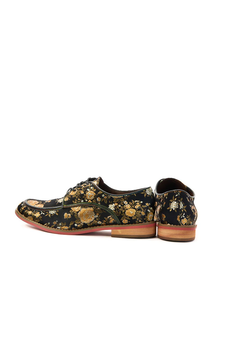 Soffia | Gold Age Rose Print Flat Brogues - Image 11