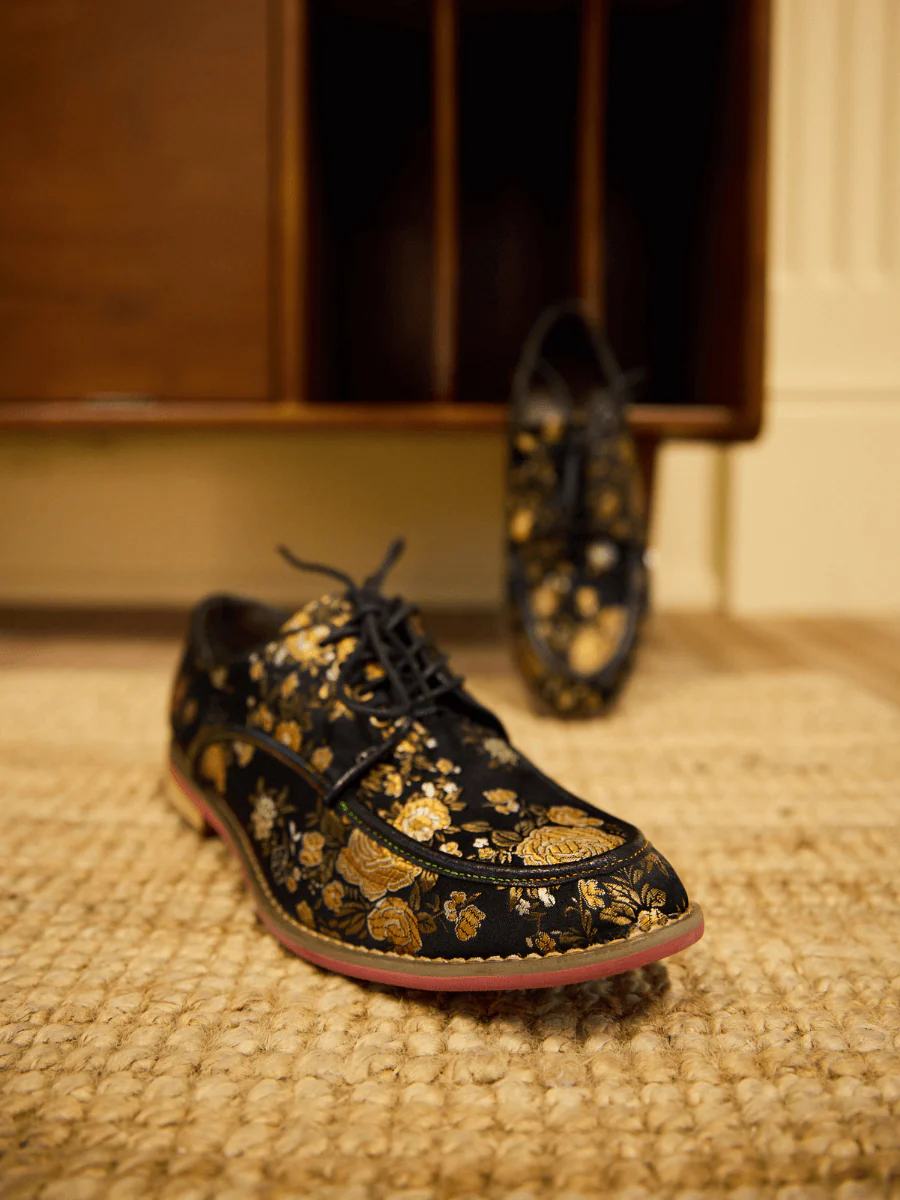 Soffia | Gold Age Rose Print Flat Brogues - Image 7