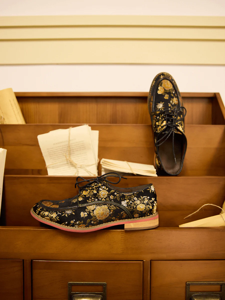 Soffia | Gold Age Rose Print Flat Brogues - Image 8