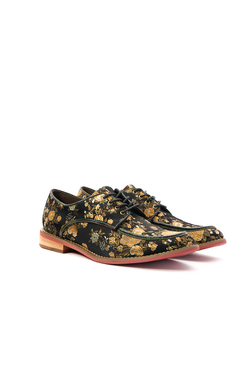 Soffia | Gold Age Rose Print Flat Brogues - Image 9