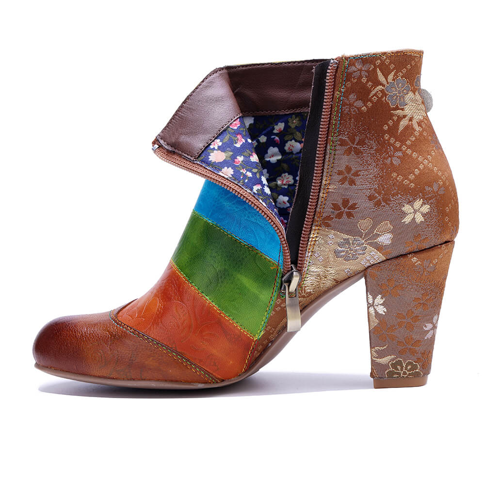 Soffia | Happy Trails Floral Embossed Leather Ankle Boots - Image 4