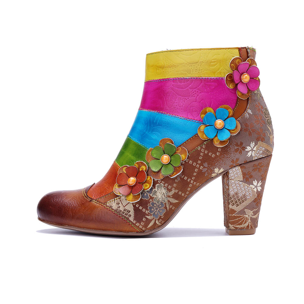 Soffia | Happy Trails Floral Embossed Leather Ankle Boots - Image 5
