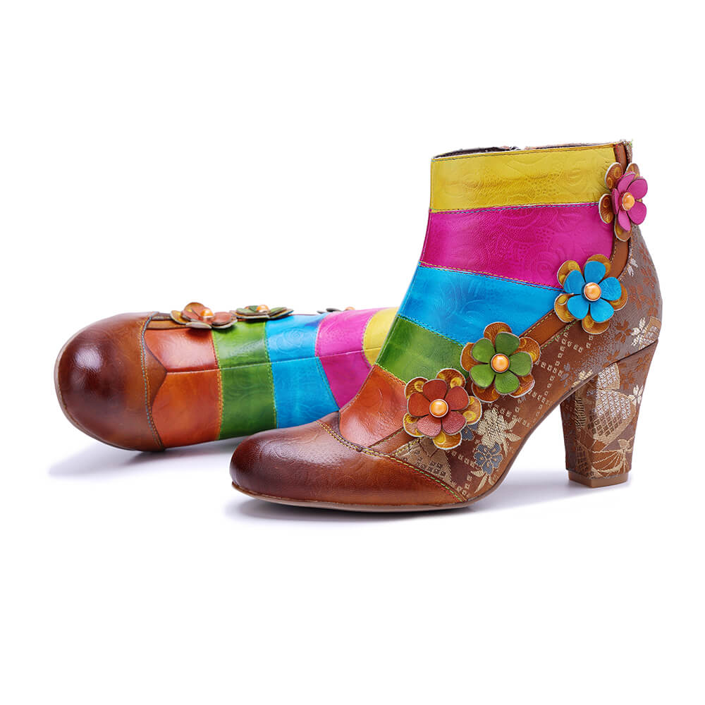 Soffia | Happy Trails Floral Embossed Leather Ankle Boots - Image 8