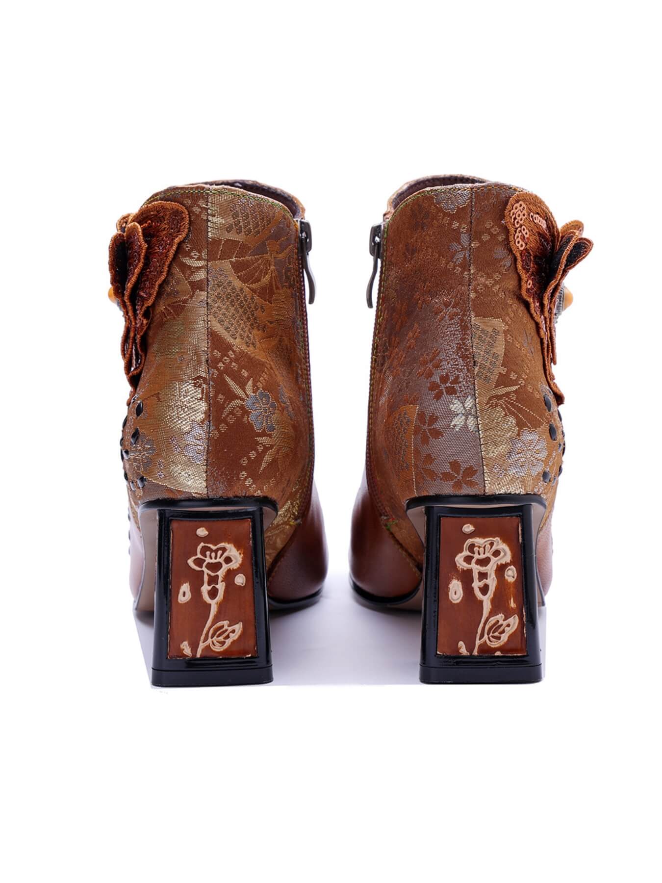 Soffia | Holly Sequins Butterfly Leather Ankle Boots - Image 6