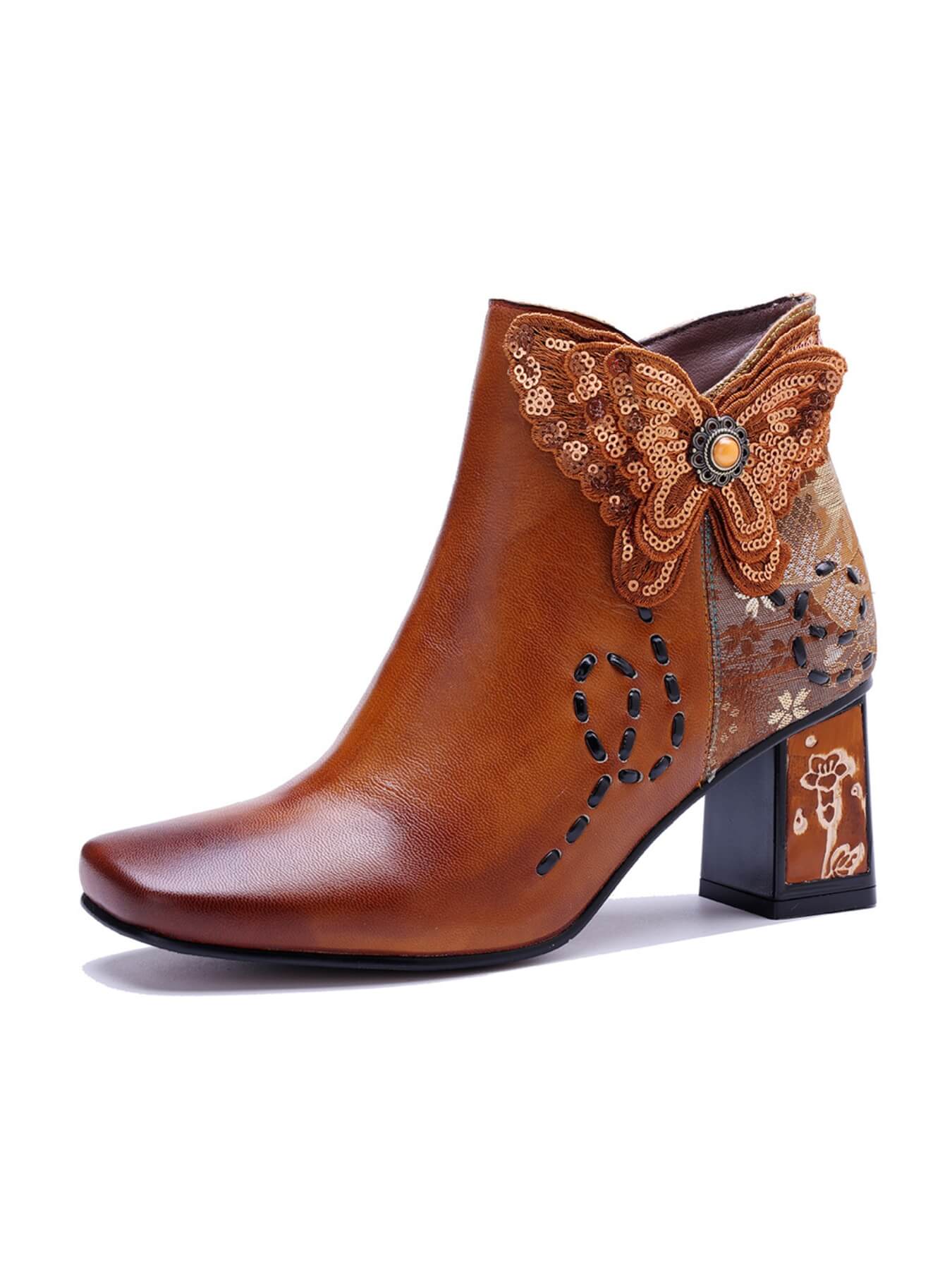 Soffia | Holly Sequins Butterfly Leather Ankle Boots - Image 7