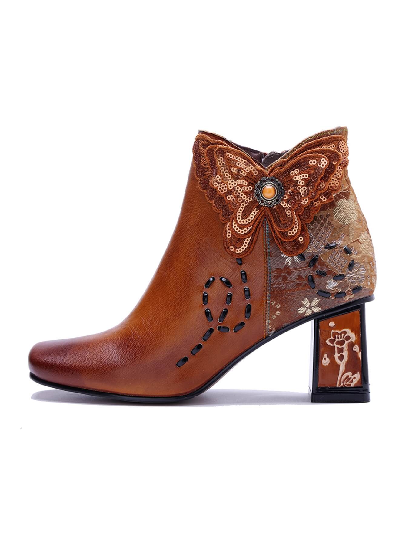 Soffia | Holly Sequins Butterfly Leather Ankle Boots - Image 8