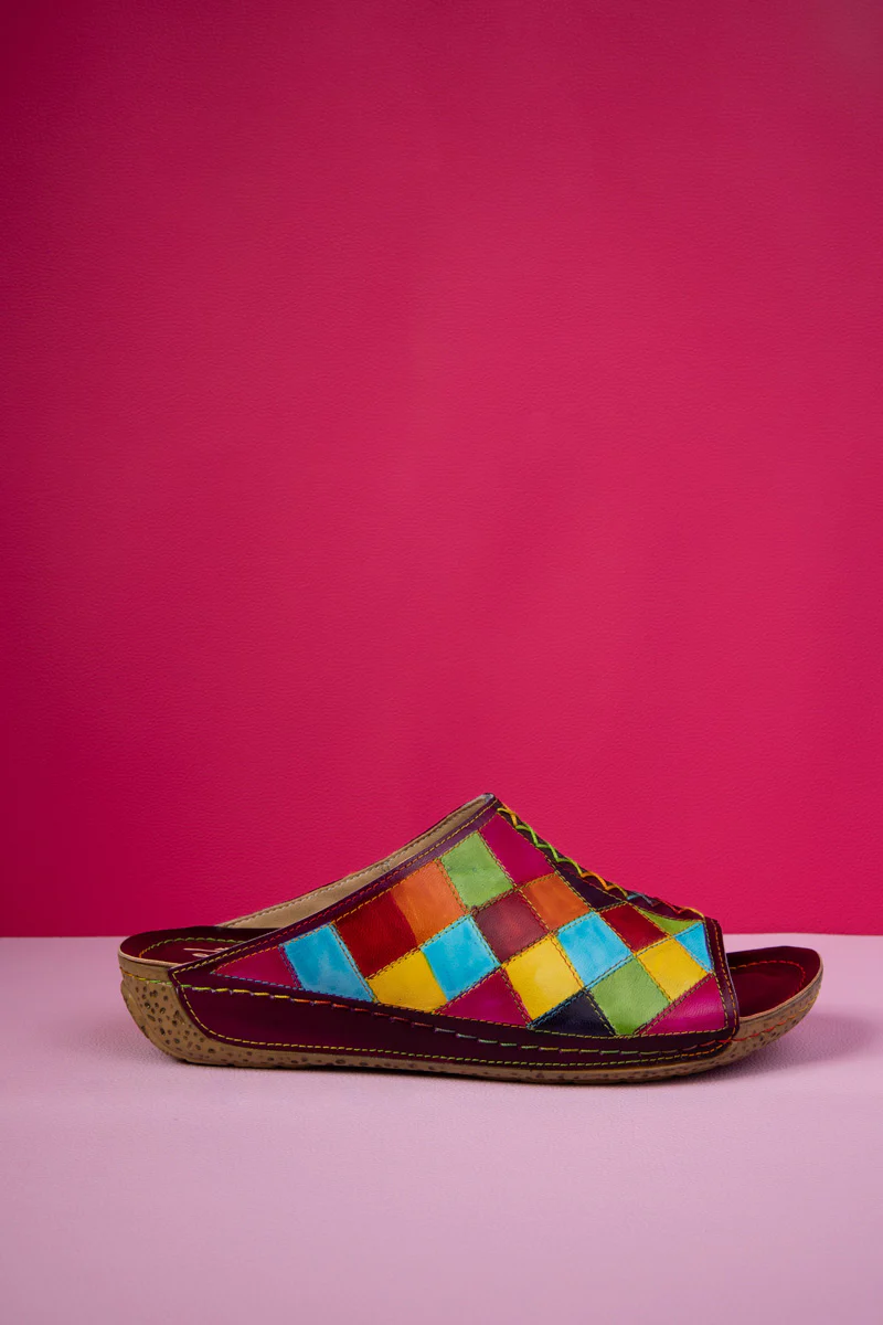 Soffia | Hotline Multi Diamond Patterned Leather Sandal - Image 3