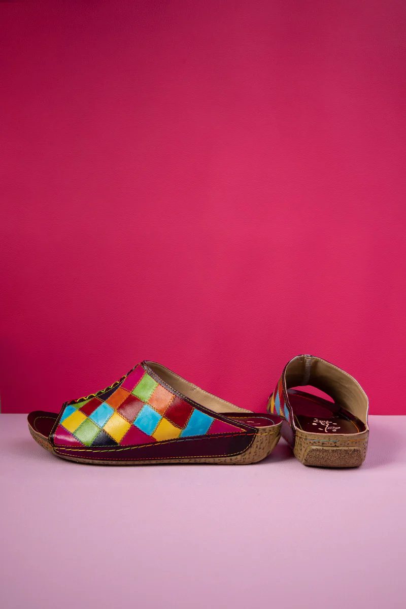 Soffia | Hotline Multi Diamond Patterned Leather Sandal - Image 4