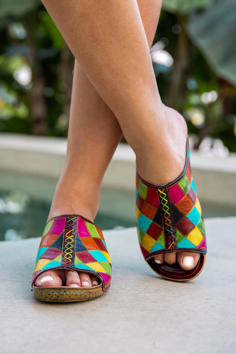Soffia | Hotline Multi Diamond Patterned Leather Sandal - Image 5