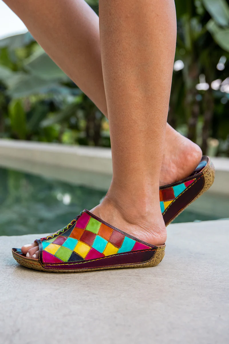 Soffia | Hotline Multi Diamond Patterned Leather Sandal - Image 6