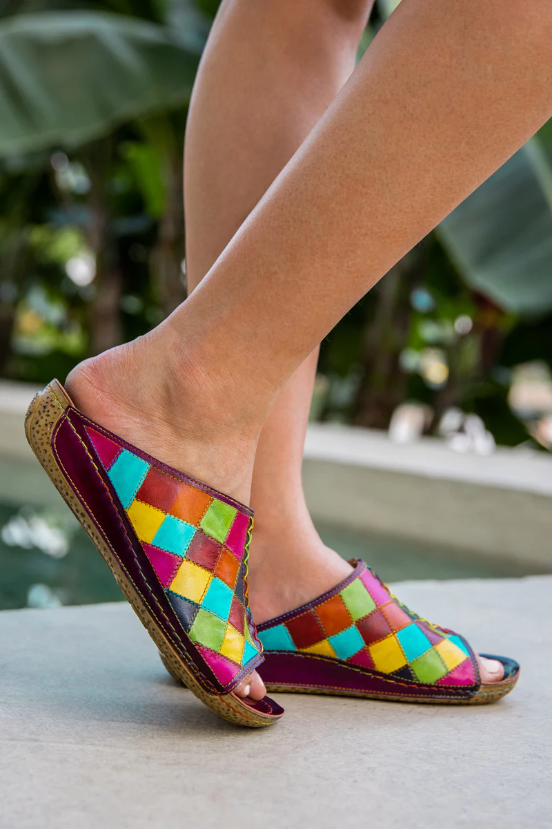 Soffia | Hotline Multi Diamond Patterned Leather Sandal - Image 7
